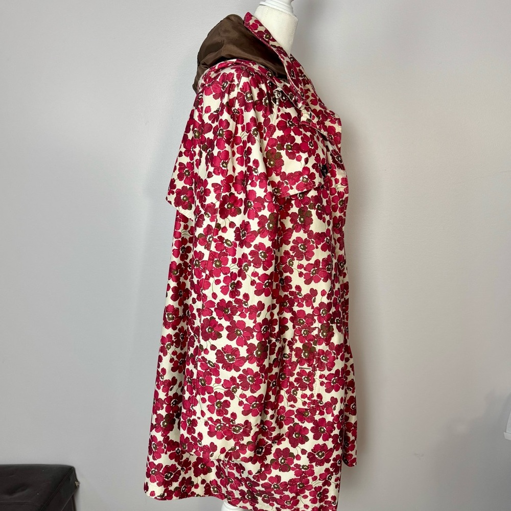 Lands' End Floral Trench Coat - Red and White - Picture 4 of 10